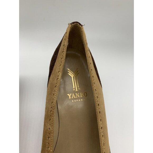 YANKO Womens Two Tone Brown Suede Oxford Pump Made in Spain Classic 7.5 M US - Picture 3 of 7
